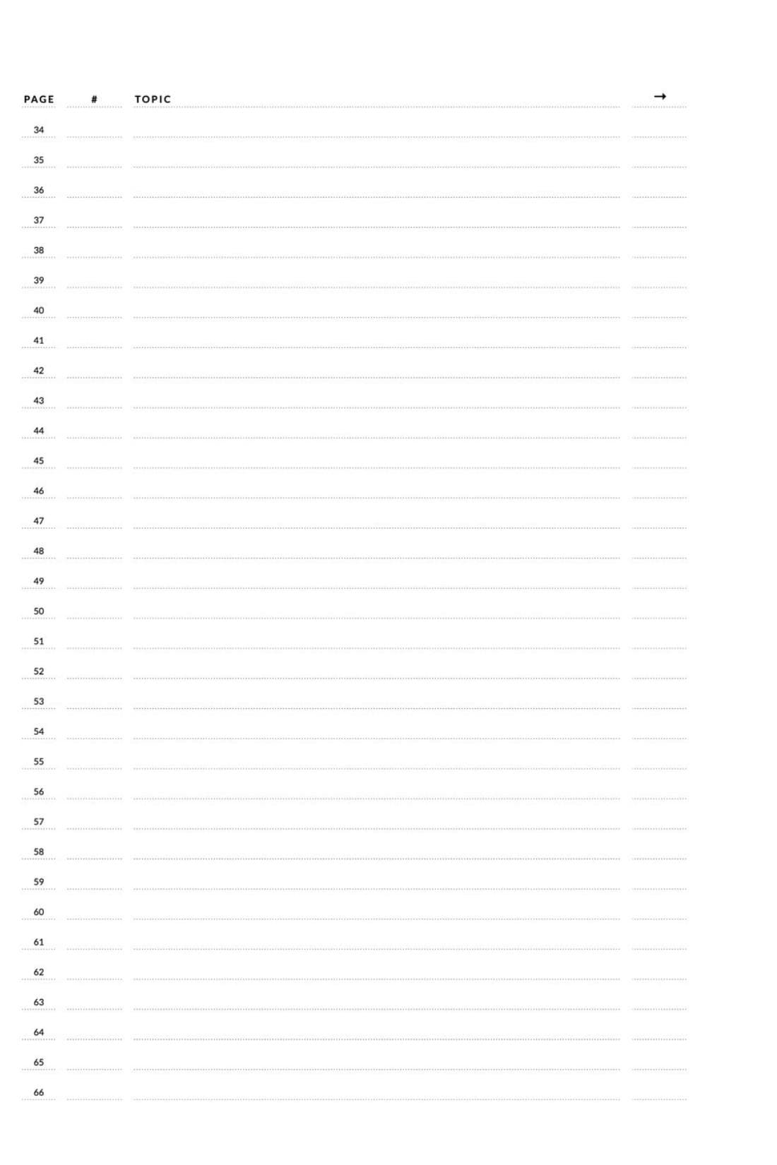 The index pages of Scripture & Reflection: page, number, topic