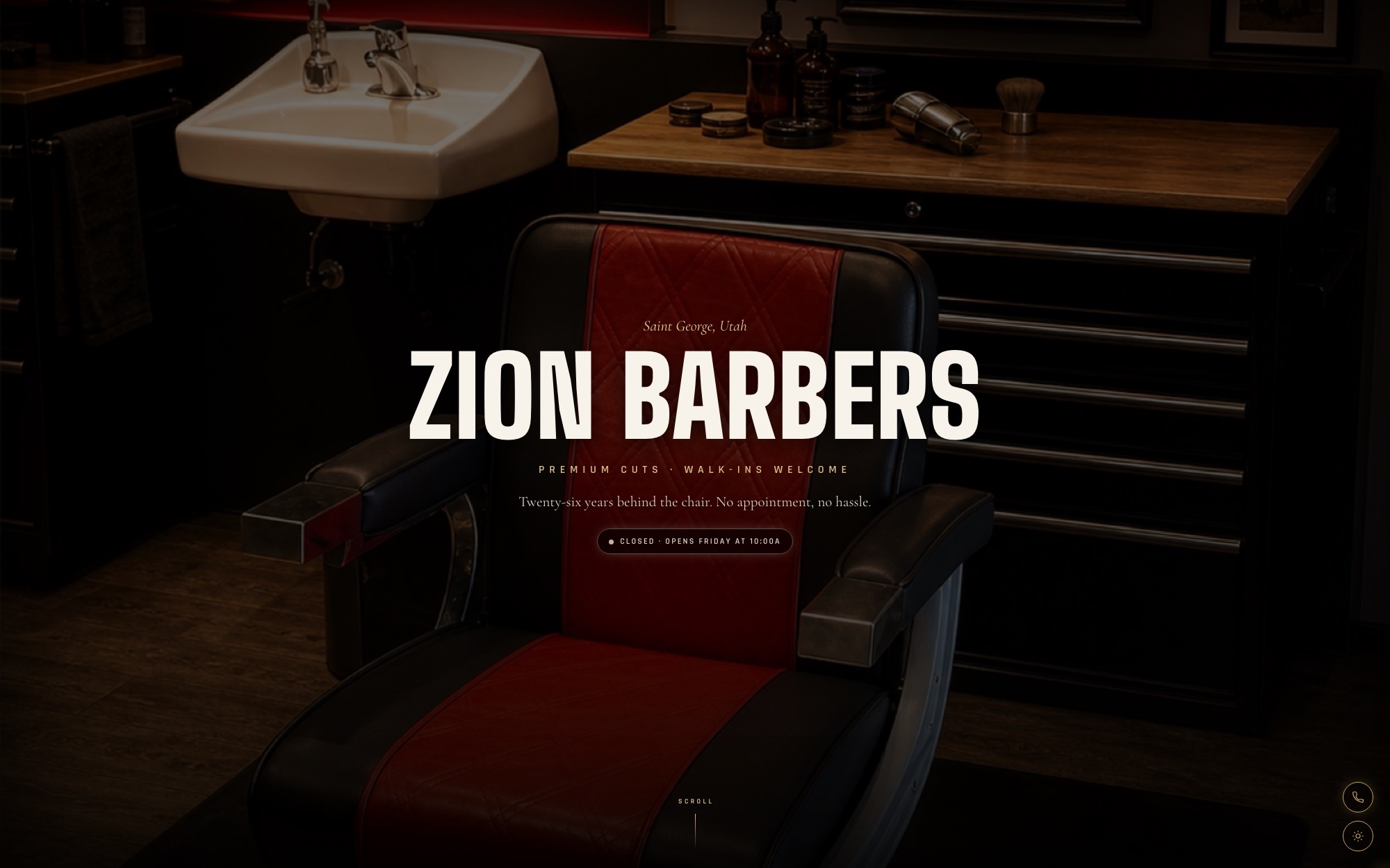 zionbarbers.co, a barbershop website in Saint George, Utah